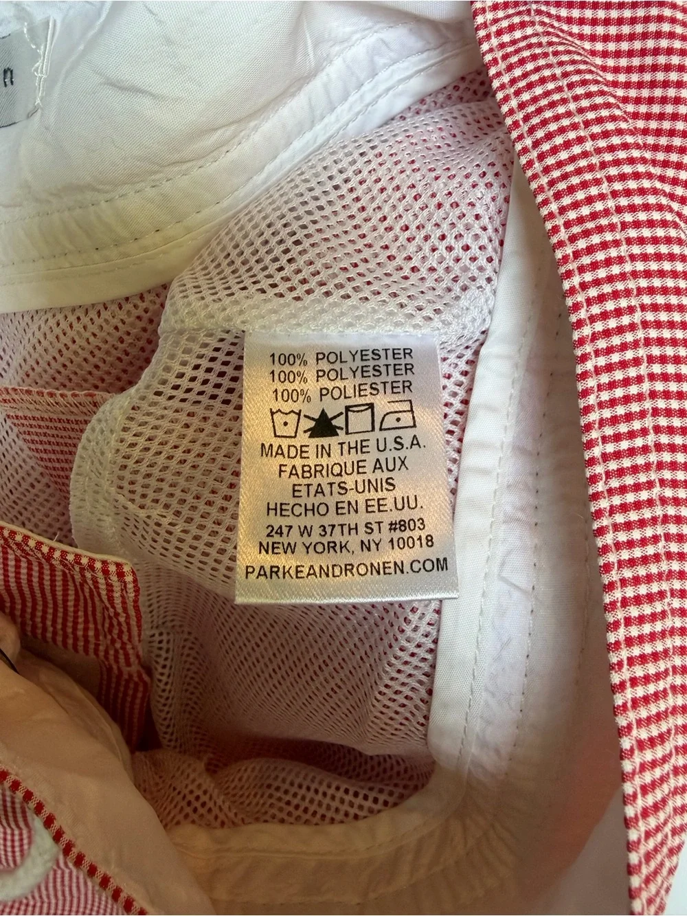 Parke & Ronen Men’s Red Gingham Swim Trunks Shorts Size 28 – USA Made